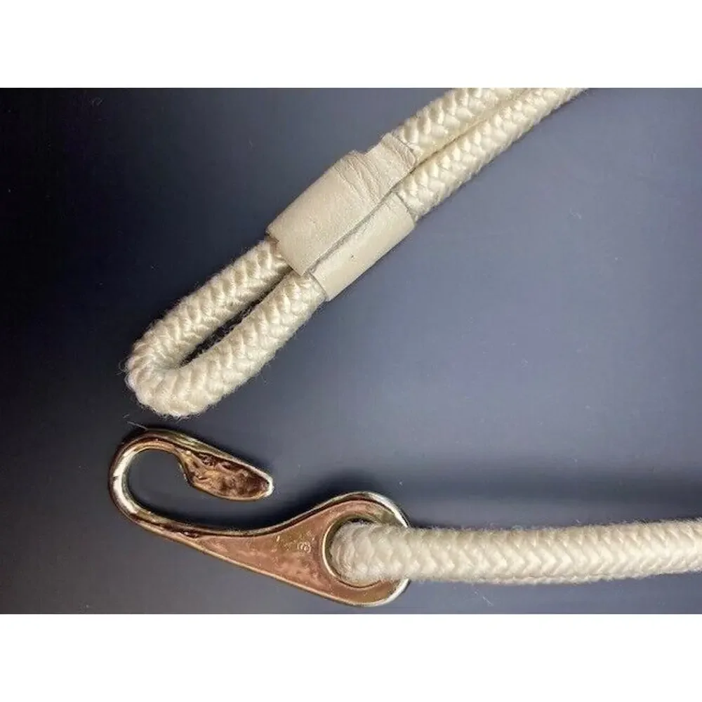 USED Vintage Cream/Off White Braided Woven Cord Belt with pearl & gold detailing